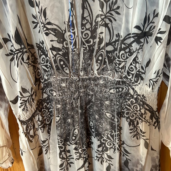 Daniel Benjamin Top Long Sleeve Gray and White Tunic Women's Size Large - Picture 5 of 7